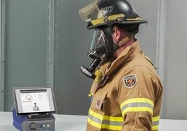 Mike Reigle, Key Peninsula Fire Department, using the PortaCount Respirator Fit Tester