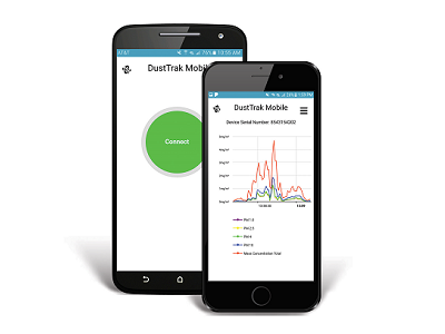 DustTrak™ Mobile App allows you to view, download and send logged data from your iOS or Android mobile device.