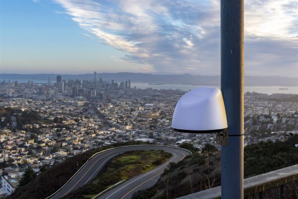BlueSky monitor attached to a pole on a hill overlooking San Francisco