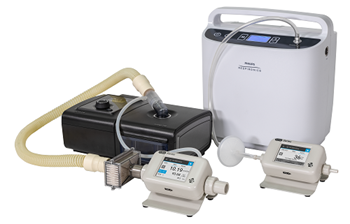 5000 Series flow meter testing a CPAP and oxygen concentrator